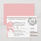 Roze Palm Tree Bahama's Boarding Pass Wedding RSVP (Voorkant / Achterkant)