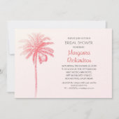 Roze Palm Tree Beach Bruids Douche Uitnodigingen (Voorkant)