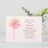 Roze Palm Tree Beach Bruids Douche Uitnodigingen (Staand voorkant)