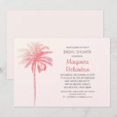 Roze Palm Tree Beach Bruids Douche Uitnodigingen (Voorkant / Achterkant)
