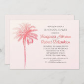 Roze Palm Tree Beach repetitie Diner Uitnodiging (Voorkant / Achterkant)