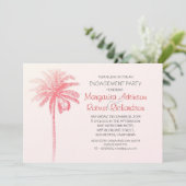 Roze Palm Tree Beach verlovingsfeest uitnodiging (Staand voorkant)