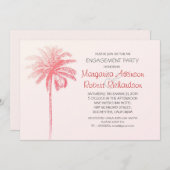 Roze Palm Tree Beach verlovingsfeest uitnodiging (Voorkant / Achterkant)
