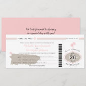Roze Palm Tree Boarding Pass Puerto Rico Huwelijk Kaart (Voorkant / Achterkant)