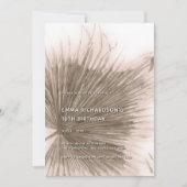 Roze Palm Tropisch Botanisch Blad 16e Verjaardag Kaart (Voorkant)