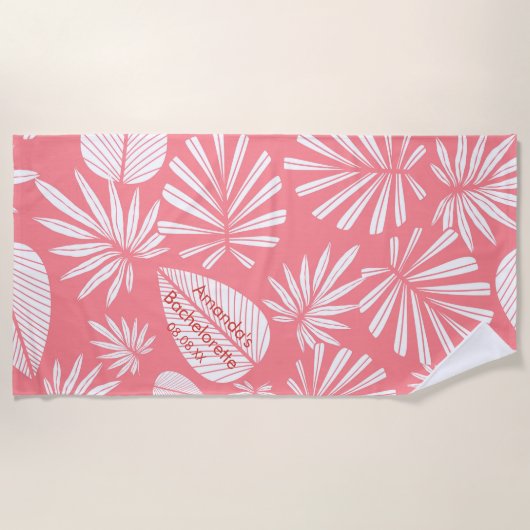 Roze Palmblad Afscheidscadeau voor de Bruid - Pers Strandlaken (Voorkant)