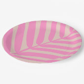 Roze palmblad papieren bordje (Gekanteld)