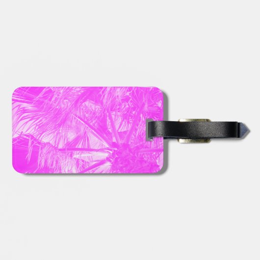 Roze palmbladeren bagagelabel (Achterkant horizontaal)
