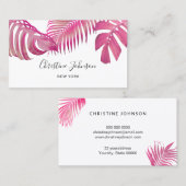 roze palmbladeren visitekaartje (Voorkant / Achterkant)