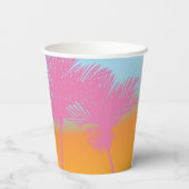 Roze Palmbomen Bach Party Paper cup Papieren Bekers (Achterkant)