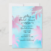 Roze palmbomen Blauwe hemel & lichte Vrijgezellenf Kaart (Voorkant)