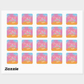 Roze Palmbomen Dank Je Vierkante Sticker (Vel)