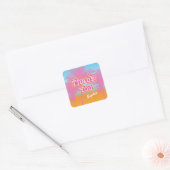 Roze Palmbomen Dank Je Vierkante Sticker (Envelop)