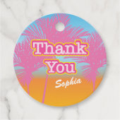 Roze palmbomen dank u bedankjes labels (Voorkant)