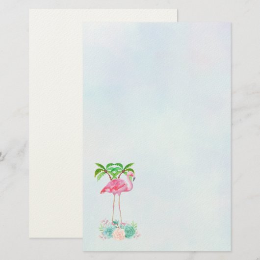 Roze palmbomen met flamingpalmen en bloemkolen briefpapier (Voorkant / Achterkant)