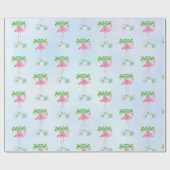 Roze palmbomen met flamingpalmen en bloemkolen cadeaupapier (Vlak)