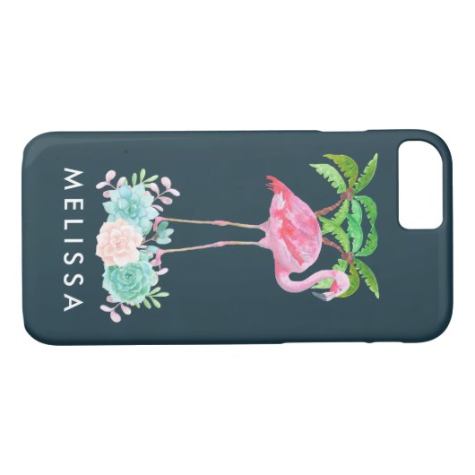 Roze palmbomen met flamingpalmen en bloemkolen Case-Mate iPhone case (Achterkant (Horizontaal))