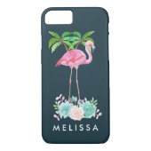 Roze palmbomen met flamingpalmen en bloemkolen Case-Mate iPhone case (Achterkant)