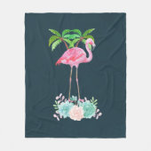 Roze palmbomen met flamingpalmen en bloemkolen fleece deken (Voorkant)