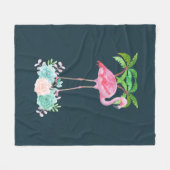 Roze palmbomen met flamingpalmen en bloemkolen fleece deken (Voorkant (Horizontaal))