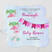 Roze palmbomen met flamingpalmen en bloemkolen kaart (Voorkant / Achterkant)