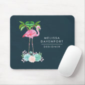 Roze palmbomen met flamingpalmen en bloemkolen muismat (Met muis)