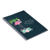 Roze palmbomen met flamingpalmen en bloemkolen notitieboek (Rechterzijde)