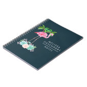 Roze palmbomen met flamingpalmen en bloemkolen notitieboek (Linkerzijde)