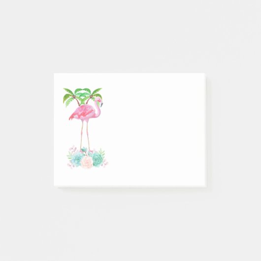 Roze palmbomen met flamingpalmen en bloemkolen post-it® notes (Voorkant)