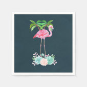 Roze palmbomen met flamingpalmen en bloemkolen servetten (Voorkant)