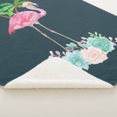 Roze palmbomen met flamingpalmen en bloemkolen sherpa deken (3/4)