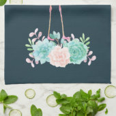 Roze palmbomen met flamingpalmen en bloemkolen theedoek (Gevouwen)