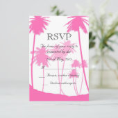 Roze palmbomen Tropisch huwelijk RSVP (Staand voorkant)