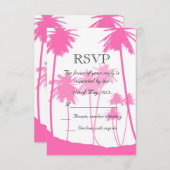 Roze palmbomen Tropisch huwelijk RSVP (Voorkant / Achterkant)