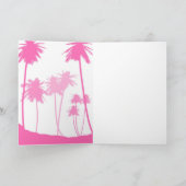 Roze Palmbomen Tropische bruiloft Dank u Bedankkaart (Binnen)