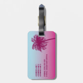 Roze palmbomen tropische zomer en aangepaste naam bagagelabel (Achterkant verticaal)