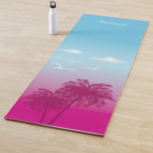 Roze palmbomen Tropische zomer scène en naam Yogamat (In situ)