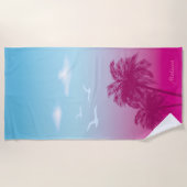 Roze Palmbomen Tropische Zomer Zonsondergang met N Strandlaken (Voorkant)