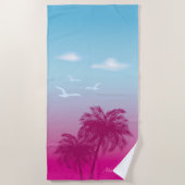 Roze Palmbomen Tropische Zomer Zonsondergang met N Strandlaken (Voorkant)