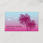 Roze Palmbomen Tropische Zonsondergang Reisagent Visitekaartje (Voorkant)