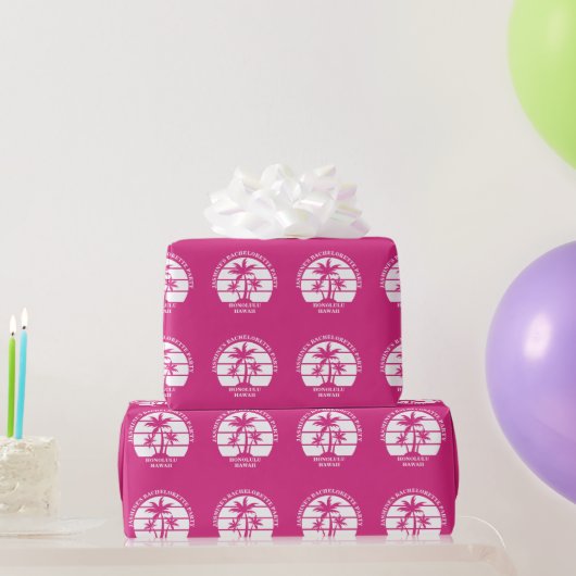 Roze Palmboom Aangepaste Bruiloftsfeest Strand Cadeaupapier (Feestgeschenken)