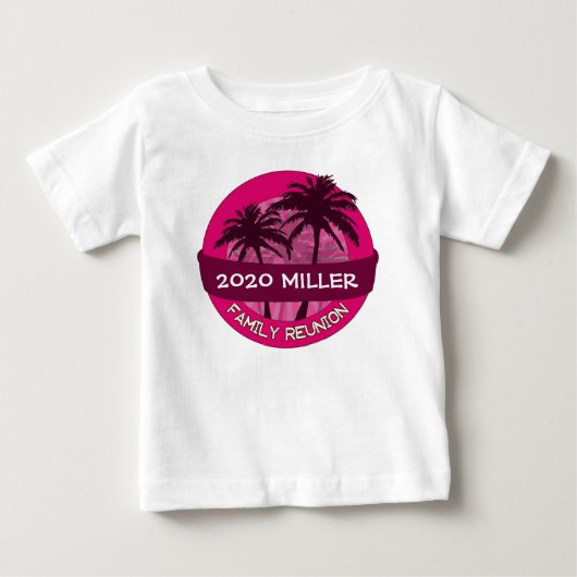 Roze palmboom aangepaste jaarnaam reünie shirt (Voorkant)