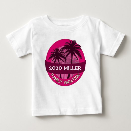 Roze palmboom aangepaste jaarnaam vakantie shirt (Voorkant)