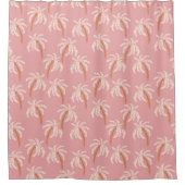 Roze Palmboom Boho Tropische Kust Douchegordijn (Voorkant)