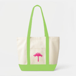 Roze palmboom boodschappentas tote bag