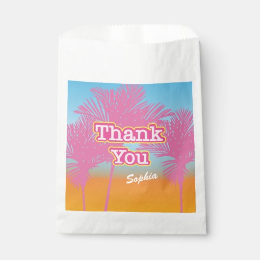 Roze Palmboom Dank Je Bedankzakje (Voorkant)