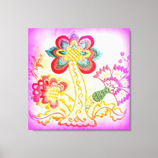 roze palmboom met roovy hippie-stijl, omwikkeld ca canvas afdruk (Voorkant)