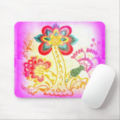 roze palmboom mousepad muismat (Met muis)