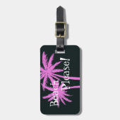 Roze palmboom op zwart Bagagelabel (Voorkant verticaal)