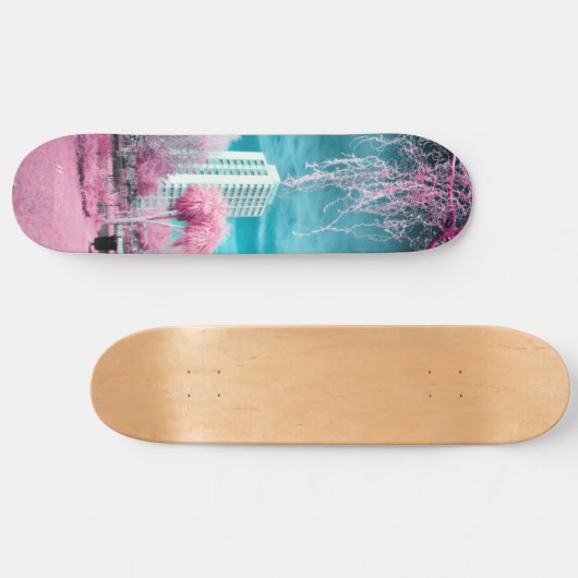 Roze palmboom persoonlijk skateboard (Horizontaal)